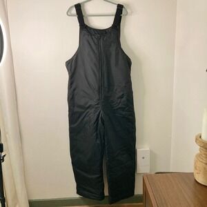 Guide Gear Mens Insulated Snow Bibs Black Quilted Winter Overalls Size Large